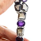 Sterling Silver Smoky Quartz Amethyst Statement Necklace - Artisan Gemstone Bib - Jaipur Style – Studio made / small batch item  - Estate find