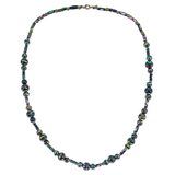 Vintage Tube Cloisonne & Carnival Bead Necklace - In Black Gold Green Colors – OOAK - Unique one of a kind item handmade by A World Of Things made using recycled materials 