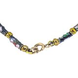 Vintage Tube Cloisonne & Carnival Bead Necklace - In Black Gold Green Colors – OOAK - Unique one of a kind item handmade by A World Of Things made using recycled materials 