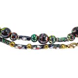 Vintage Tube Cloisonne & Carnival Bead Necklace - In Black Gold Green Colors – OOAK - Unique one of a kind item handmade by A World Of Things made using recycled materials 