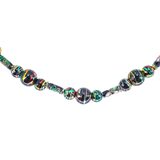 Vintage Tube Cloisonne & Carnival Bead Necklace - In Black Gold Green Colors – OOAK - Unique one of a kind item handmade by A World Of Things made using recycled materials 
