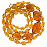 Vintage Faceted Amber Glass Bead Necklace – Hand Knotted Graduated Beads, 1930s Czech Style – Collectible item 