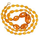 Vintage Faceted Amber Glass Bead Necklace – Hand Knotted Graduated Beads, 1930s Czech Style – Collectible item 