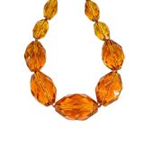 Vintage Faceted Amber Glass Bead Necklace – Hand Knotted Graduated Beads, 1930s Czech Style – Collectible item 