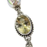 Sterling Silver Multi Gemstone Statement Necklace Mystic Druzy Rutilated Quartz Citrine 18” – Studio made / small batch item  - Estate find