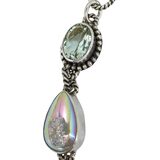 Sterling Silver Multi Gemstone Statement Necklace Mystic Druzy Rutilated Quartz Citrine 18” – Studio made / small batch item  - Estate find