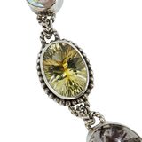 Sterling Silver Multi Gemstone Statement Necklace Mystic Druzy Rutilated Quartz Citrine 18” – Studio made / small batch item  - Estate find