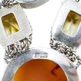 Sterling Silver Multi Gemstone Statement Necklace Mystic Druzy Rutilated Quartz Citrine 18” – Studio made / small batch item  - Estate find