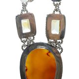 Sterling Silver Multi Gemstone Statement Necklace Mystic Druzy Rutilated Quartz Citrine 18” – Studio made / small batch item  - Estate find