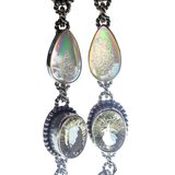 Sterling Silver Multi Gemstone Statement Necklace Mystic Druzy Rutilated Quartz Citrine 18” – Studio made / small batch item  - Estate find