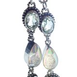 Sterling Silver Multi Gemstone Statement Necklace Mystic Druzy Rutilated Quartz Citrine 18” – Studio made / small batch item  - Estate find