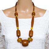 Antique African Trade Style Statement Necklace with Chunky Natural Resin Beads – OOAK - Unique one of a kind artisan item