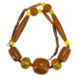 Antique African Trade Style Statement Necklace with Chunky Natural Resin Beads – OOAK - Unique one of a kind artisan item