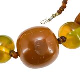 Antique African Trade Style Statement Necklace with Chunky Natural Resin Beads – OOAK - Unique one of a kind artisan item