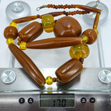 Antique African Trade Style Statement Necklace with Chunky Natural Resin Beads – OOAK - Unique one of a kind artisan item