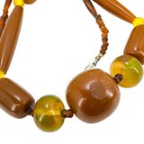 Antique African Trade Style Statement Necklace with Chunky Natural Resin Beads – OOAK - Unique one of a kind artisan item