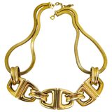 Vintage Christian Dior Signed Grossé 1971 Gold-Plated Equestrian Horsebit Necklace - Retro Revival – Collectible vintage designer item