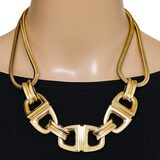 Vintage Christian Dior Signed Grossé 1971 Gold-Plated Equestrian Horsebit Necklace - Retro Revival – Collectible vintage designer item