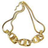 Vintage Christian Dior Signed Grossé 1971 Gold-Plated Equestrian Horsebit Necklace - Retro Revival – Collectible vintage designer item