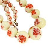 Venetian Custard Uranium Glass Bead Necklace UV Reactive – Red Frit Beads, Vintage 1930s – Rare collectible item 