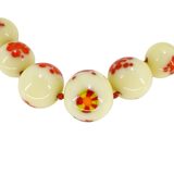 Venetian Custard Uranium Glass Bead Necklace UV Reactive – Red Frit Beads, Vintage 1930s – Rare collectible item 
