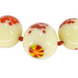 Venetian Custard Uranium Glass Bead Necklace UV Reactive – Red Frit Beads, Vintage 1930s – Rare collectible item 