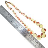 Venetian Custard Uranium Glass Bead Necklace UV Reactive – Red Frit Beads, Vintage 1930s – Rare collectible item 