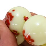Venetian Custard Uranium Glass Bead Necklace UV Reactive – Red Frit Beads, Vintage 1930s – Rare collectible item 
