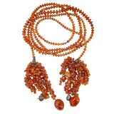 Statement Artisan Carnelian Agate Sterling Silver Open End Lariat Tassel Necklace 62in – Estate Find