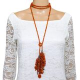 Statement Artisan Carnelian Agate Sterling Silver Open End Lariat Tassel Necklace 62in – Estate Find