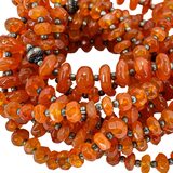 Statement Artisan Carnelian Agate Sterling Silver Open End Lariat Tassel Necklace 62in – Estate Find