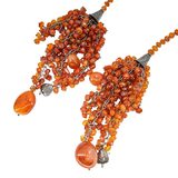 Statement Artisan Carnelian Agate Sterling Silver Open End Lariat Tassel Necklace 62in – Estate Find