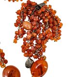 Statement Artisan Carnelian Agate Sterling Silver Open End Lariat Tassel Necklace 62in – Estate Find