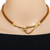 Hermès Hermes Jumbo Hook Choker Necklace Bracelet Brown Leather 2 Ways – Collectible designer item - retired
