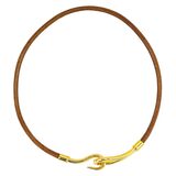 Hermès Hermes Jumbo Hook Choker Necklace Bracelet Brown Leather 2 Ways – Collectible designer item - retired