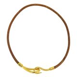Hermès Hermes Jumbo Hook Choker Necklace Bracelet Brown Leather 2 Ways – Collectible designer item - retired