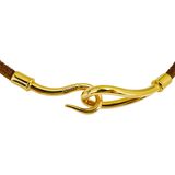 Hermès Hermes Jumbo Hook Choker Necklace Bracelet Brown Leather 2 Ways – Collectible designer item - retired