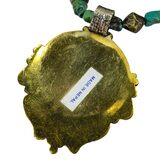 Natural Turquoise Beaded Necklace With Nepal Made Brass Pendant Ornate Metalwork – OOAK - Unique one of a kind item handmade by A World Of Things made using recycled materials 