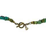 Natural Turquoise Beaded Necklace With Nepal Made Brass Pendant Ornate Metalwork – OOAK - Unique one of a kind item handmade by A World Of Things made using recycled materials 
