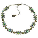 Michal Negrin Green Rivoli Choker - Dichroic Glass Bronze Tone - Y2K Witchy Earthy – Collectible designer item - retired