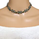 Michal Negrin Green Rivoli Choker - Dichroic Glass Bronze Tone - Y2K Witchy Earthy – Collectible designer item - retired