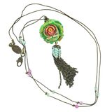 Michal Negrin Green Sculpted Rose Pendant Necklace - Y2K Romantic Fairycore – Collectible designer item - retired