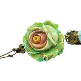Michal Negrin Green Sculpted Rose Pendant Necklace - Y2K Romantic Fairycore – Collectible designer item - retired
