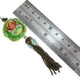 Michal Negrin Green Sculpted Rose Pendant Necklace - Y2K Romantic Fairycore – Collectible designer item - retired