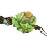 Michal Negrin Green Sculpted Rose Pendant Necklace - Y2K Romantic Fairycore – Collectible designer item - retired