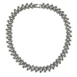 Silver Tone Statement Filigree Heavy Panel Link Necklace Featuring Spiral Elements 19in – Estate Find