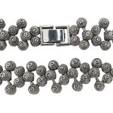 Silver Tone Statement Filigree Heavy Panel Link Necklace Featuring Spiral Elements 19in – Estate Find