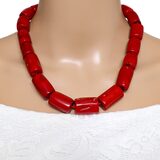 Lucas Lameth LUC 925 Sterling Chunky Branch Red Coral Bead Necklace 18” Boho – Collectible designer item - retired