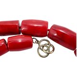 Lucas Lameth LUC 925 Sterling Chunky Branch Red Coral Bead Necklace 18” Boho – Collectible designer item - retired