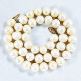 Vintage Large White Cultured Pearl Necklace 10-11mm 10k Rose Gold Clasp – Vintage item